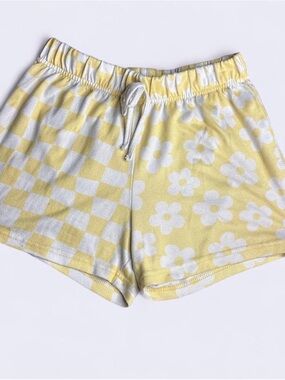 Sleep On It Girls Yellow Checkerboard & Daisy Pajama Shorts